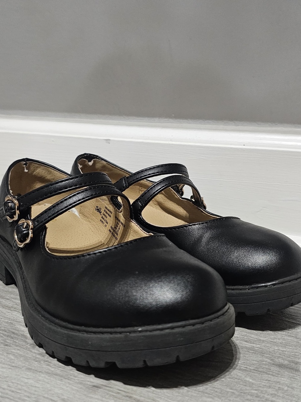 Girls Black Mary Jane Shoes with Double Straps